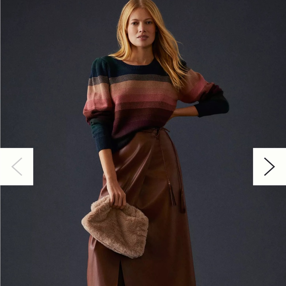 PAIGE Navy and Pink Striped Sweater